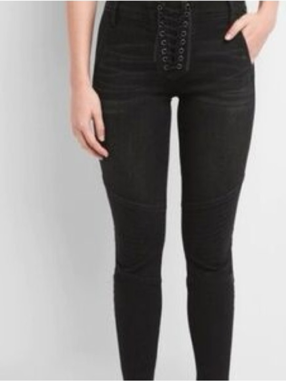 GAP Black High-Rise Lace-Up Skinny Jeans Sz 27